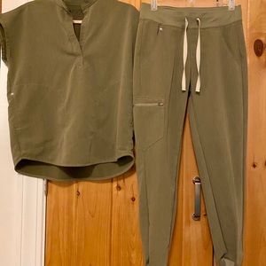 Figs xs xxs olive scrubs rafaela top Zamora jogger